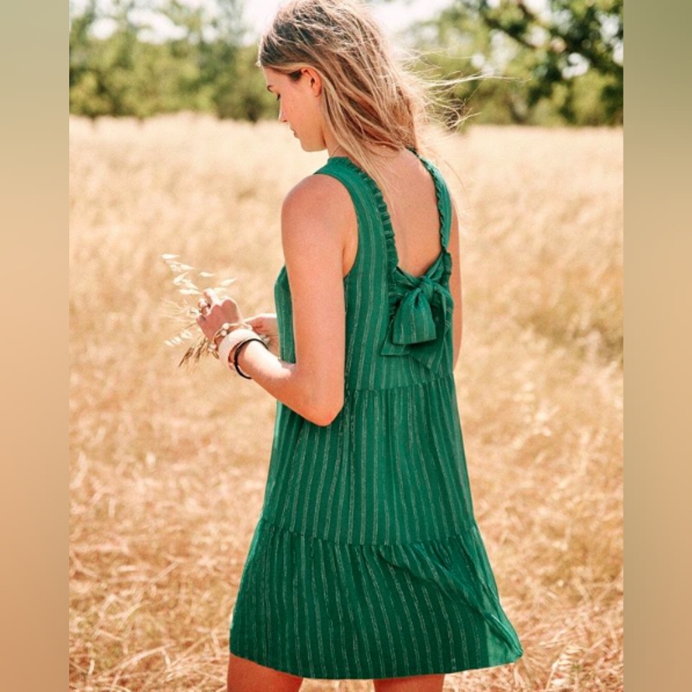 Sézane Alexandra green silk dress